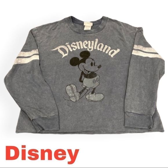 Disney Sweaters - Disney Parks bluish grey with white stripes Mickey sweatshirt